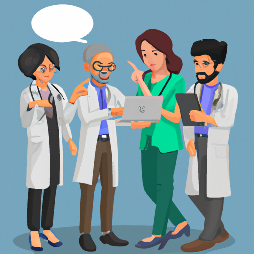 بناء مواقع للأطباء 1 صورة تظهر مجموعة من الأطباء وهم يناقشون تصميم موقع إلكتروني.