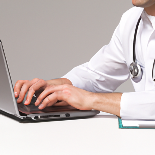 המדריך ליצירת תוכן רפואי איכותי לאתר שלך 1 תמונה של רופא כותב בלוג רפואי במחשב הנייד שלו